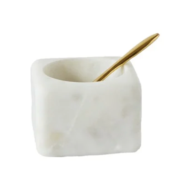 Marble Pinch Pot with Brass Spoon