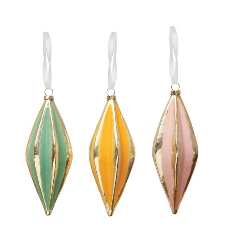 Hand-Painted Glass Pleated Ornament