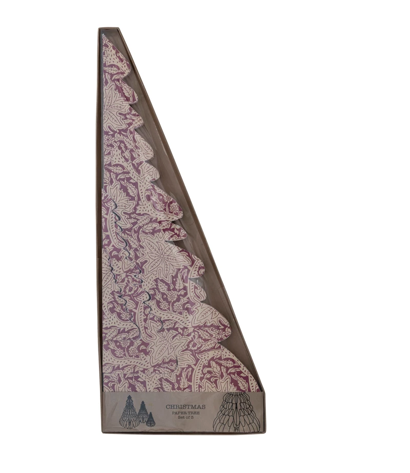 Handmade Printed Recycled Paper Folding Honeycomb Trees Green