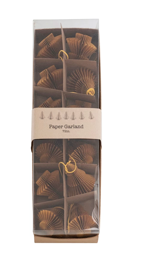 72" Handmade recycled Paper Honeycomb Tree Garland with Gold Glitter