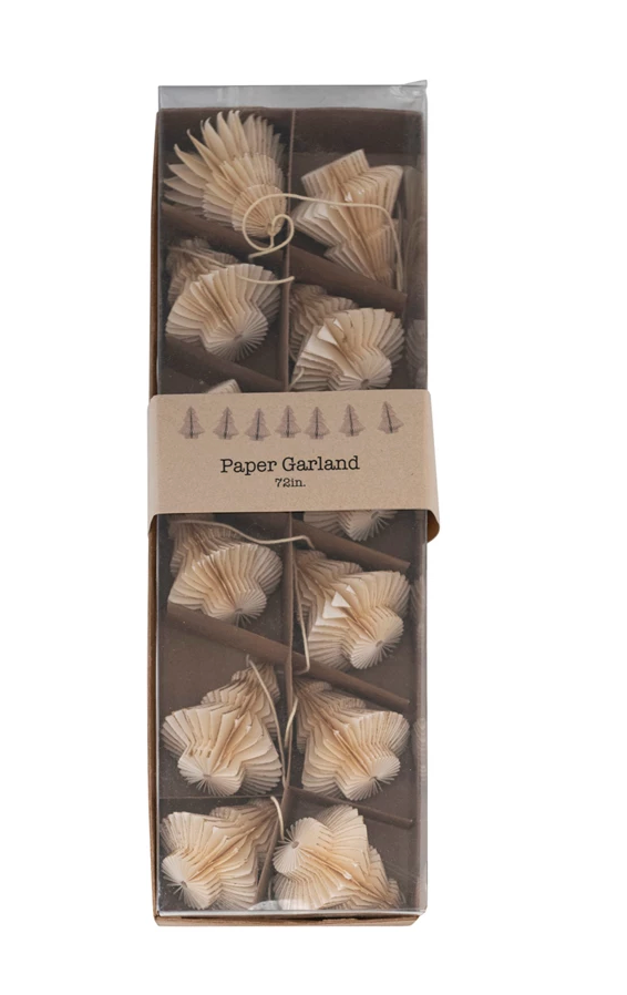 72" Handmade recycled Paper Honeycomb Tree Garland with Gold Glitter