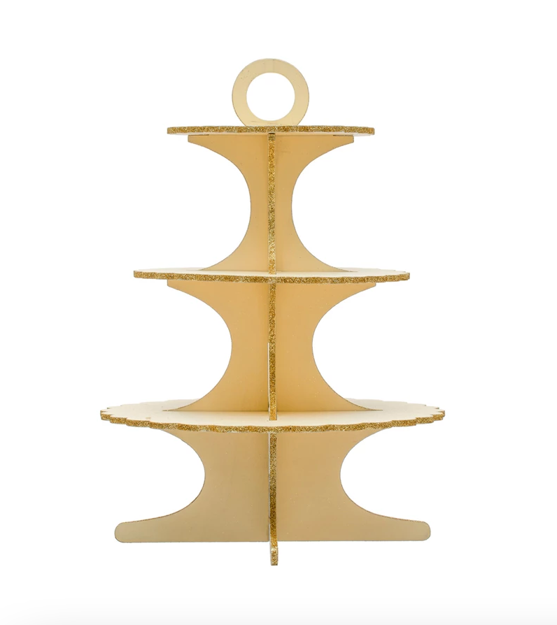 Decorative Laser Cut Wood 3 Tier Tray