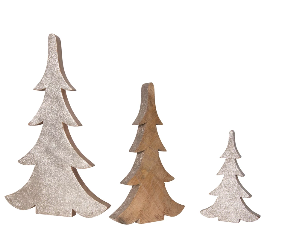 Wood Trees with Gold Glitter