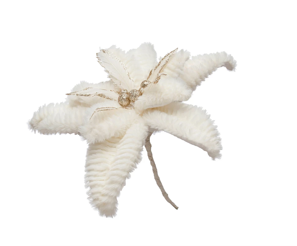 Faux Fur Poinsettia Ornament