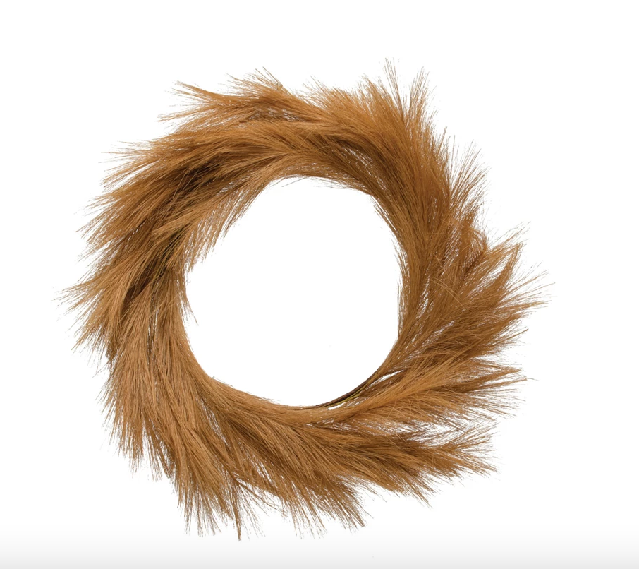 Round Faux Pampas Grass Wreath
