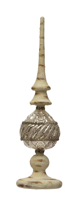 Mercury Glass Finial with LED Lights