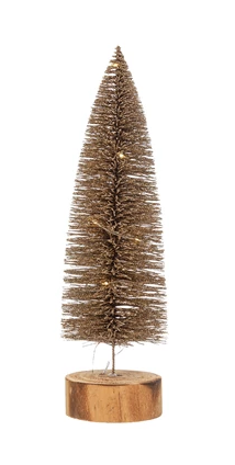 Plastic Bottle Brush Trees LED lights & Wood Bases