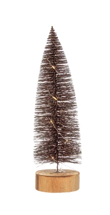 Plastic Bottle Brush Trees LED lights & Wood Bases