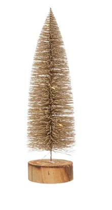 Plastic Bottle Brush Trees LED lights & Wood Bases