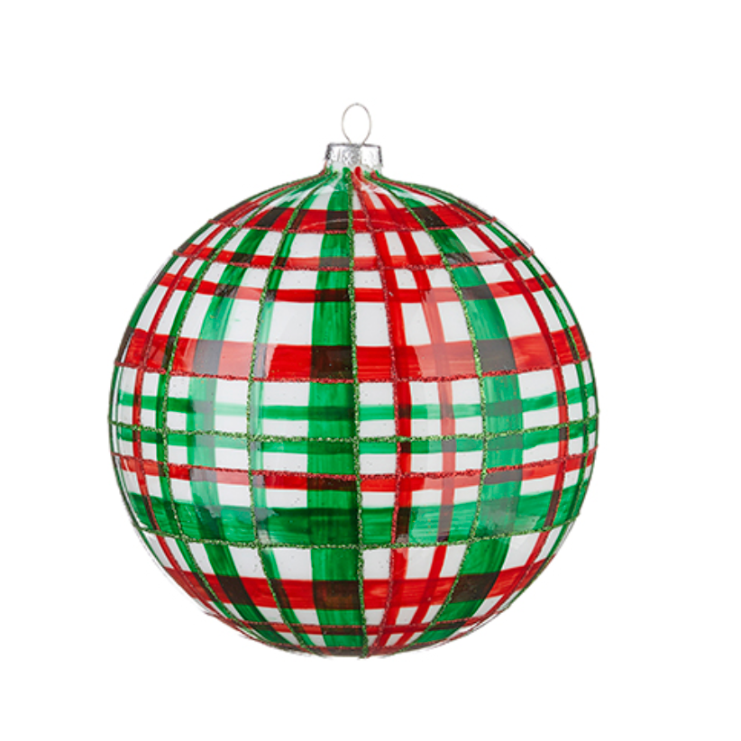 6" Plaid Ball Ornament