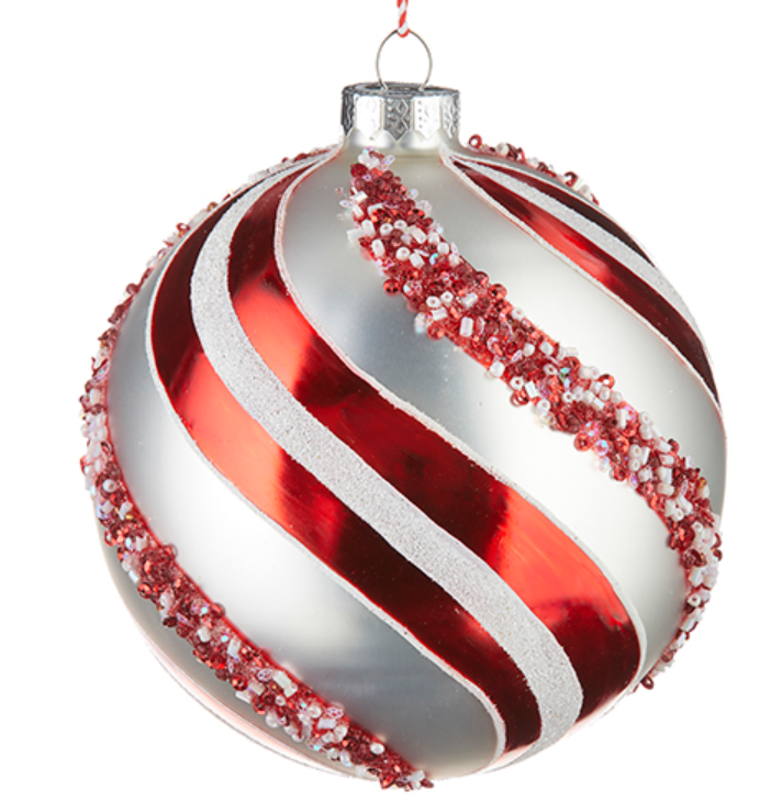 Peppermint Swirl Ball Ornament