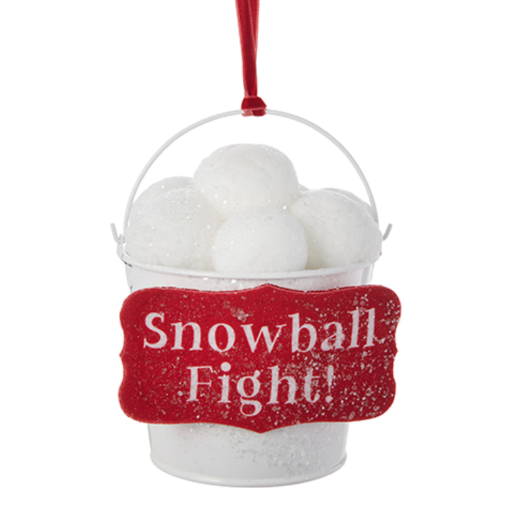 Snowball Fight Bucket Ornament