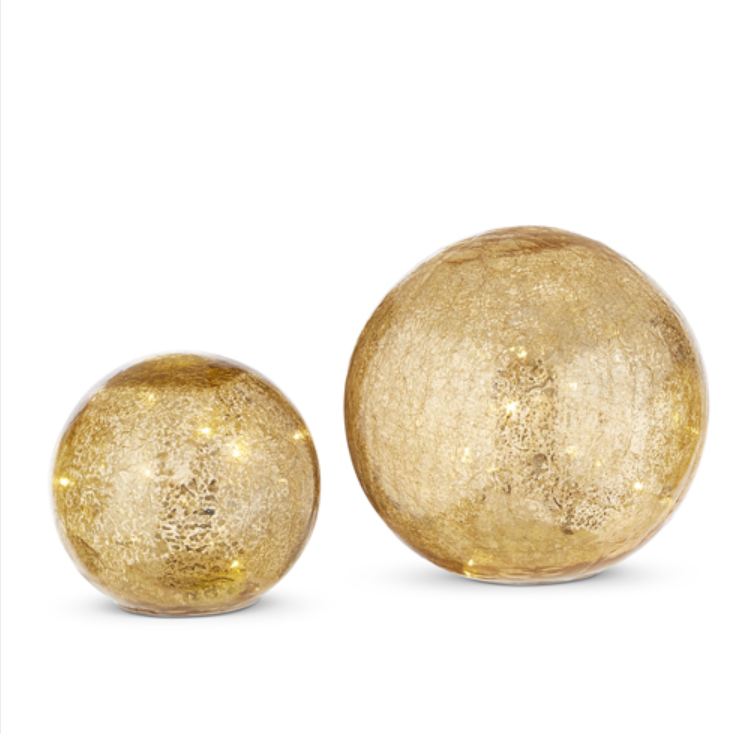 Gold Mercury Glass Lighted Balls