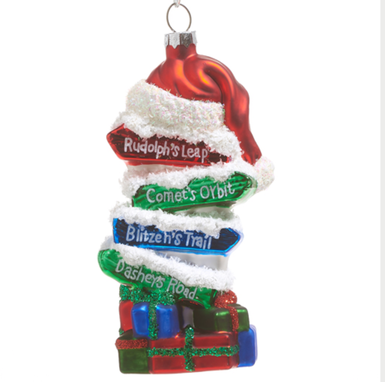 Santa's Reindeer Ski Slope Ornament