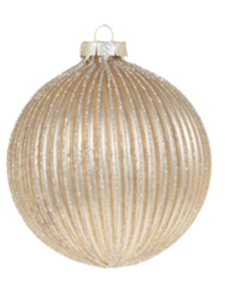 Champagne Glitter Ribbed Ornament