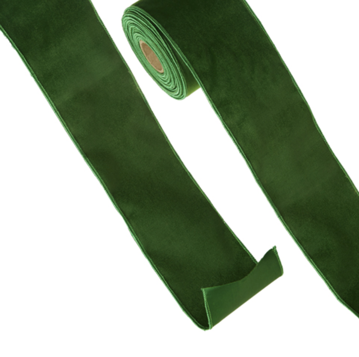 Green Velvet Wired Ribbon