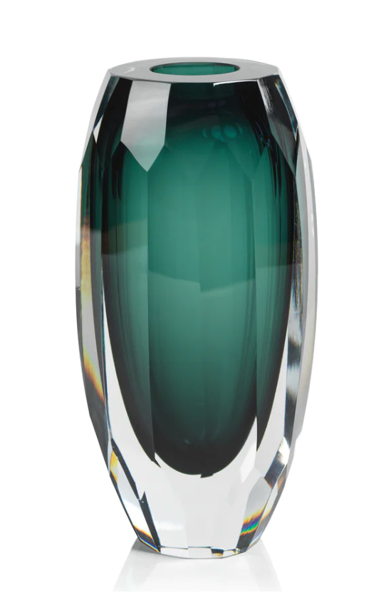 Aman Emerald Cut Glass Vase