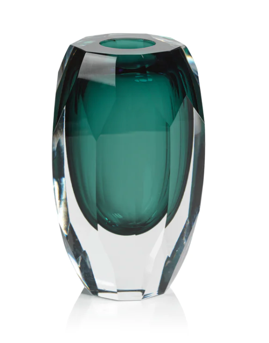 Aman Emerald Cut Glass Vase