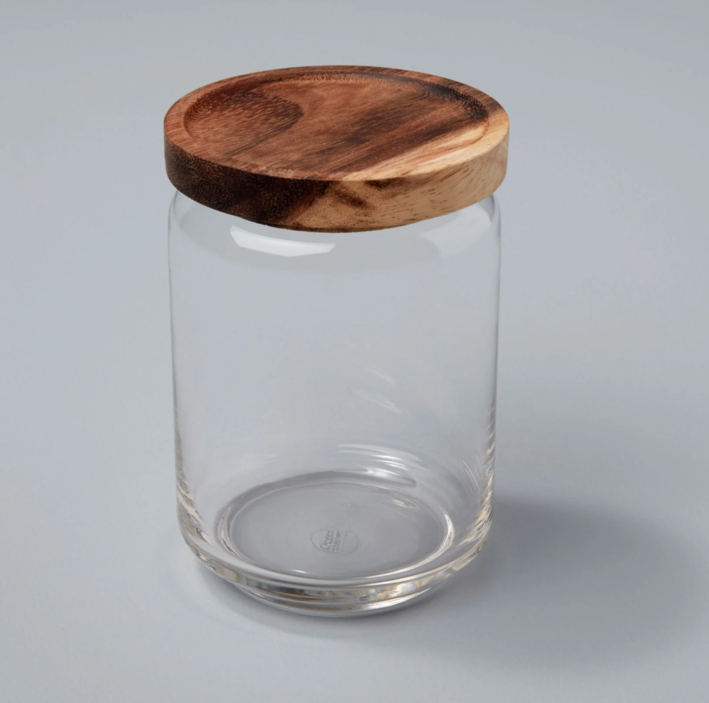 Glass and Acacia Wood Canister