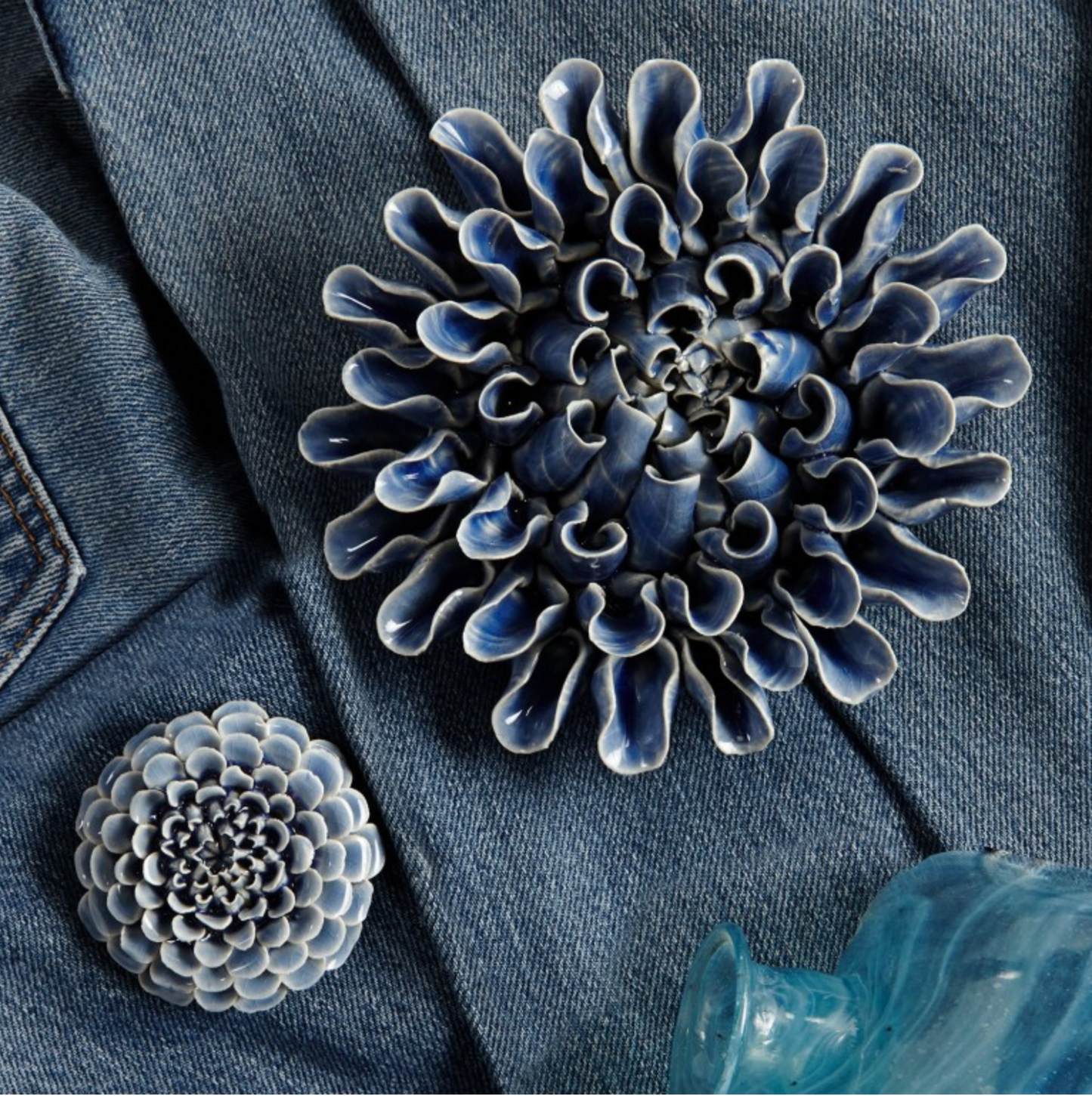 Ceramic Zinnia Indigo