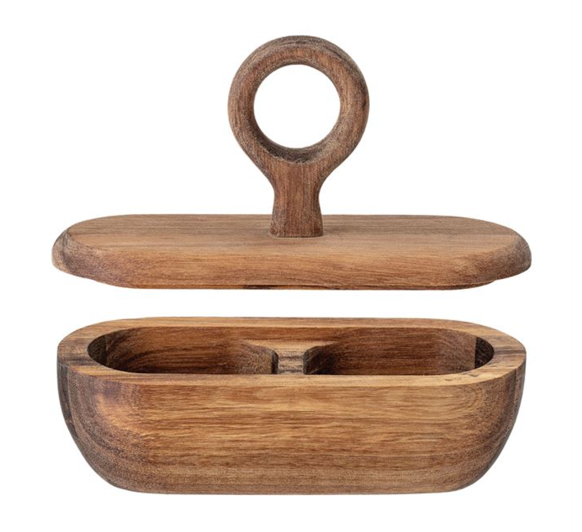 Acacia Wood Divided Container w/ Lid