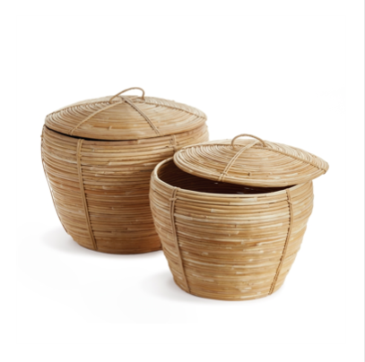 Cane Rattan Cobra Baskets Set/2