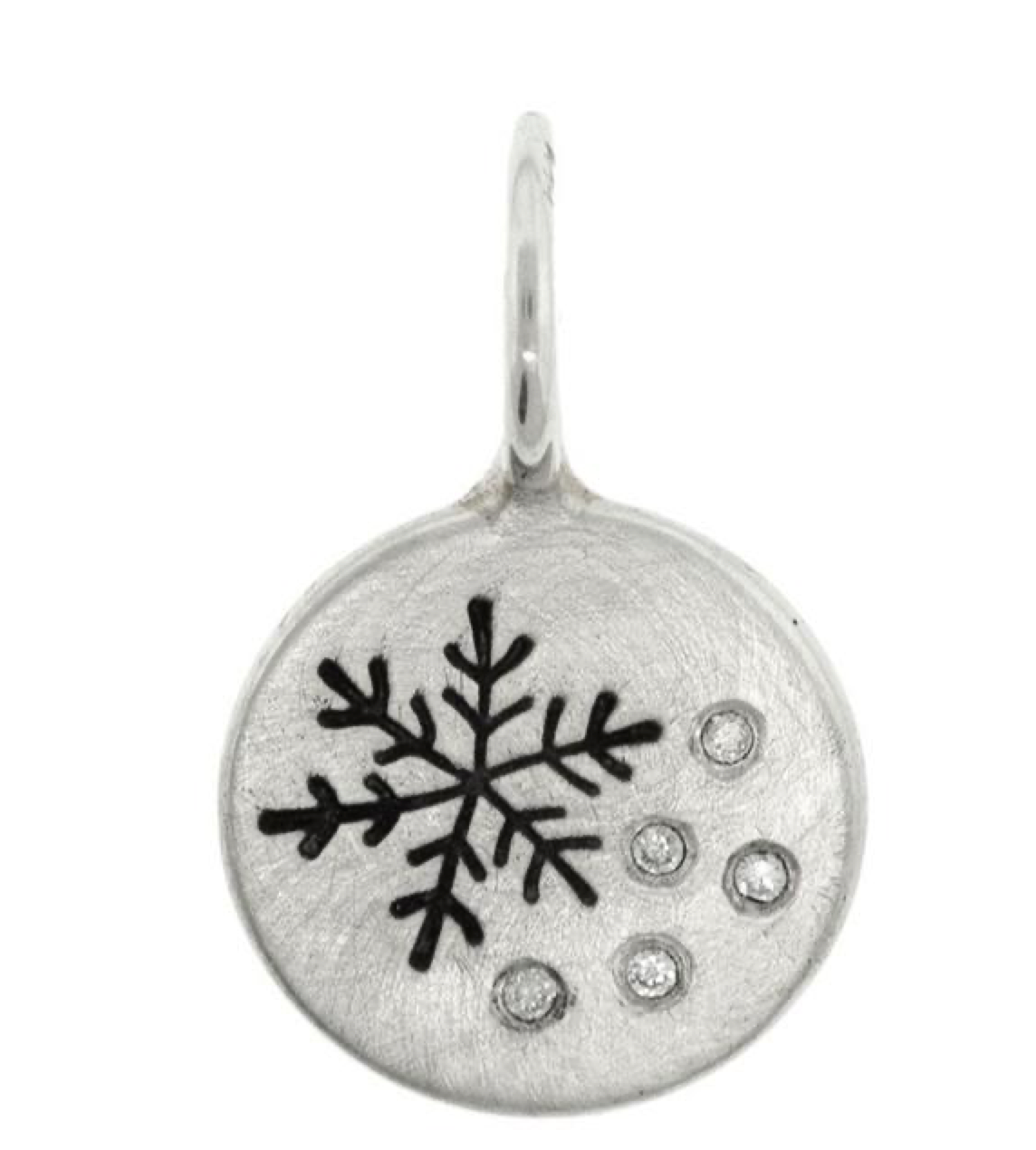 Snowflake and Diamond Round Sterling Silver Charm