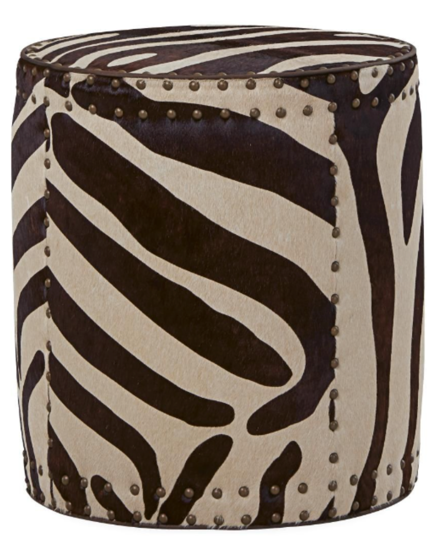 L9203-10 Leather Drum Ottoman