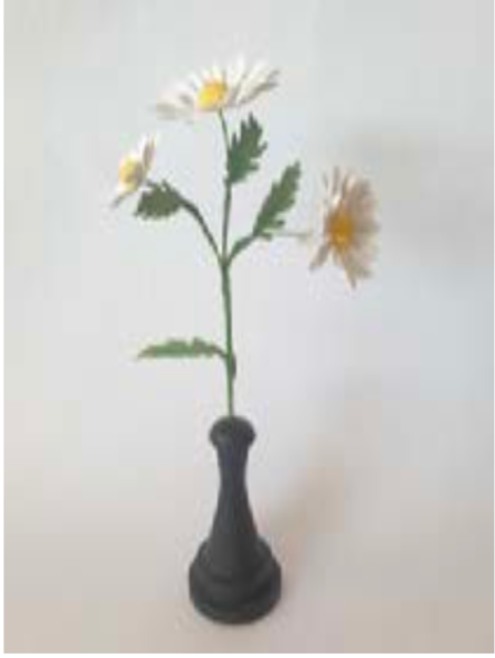 Painted Flowers With Wooden Base