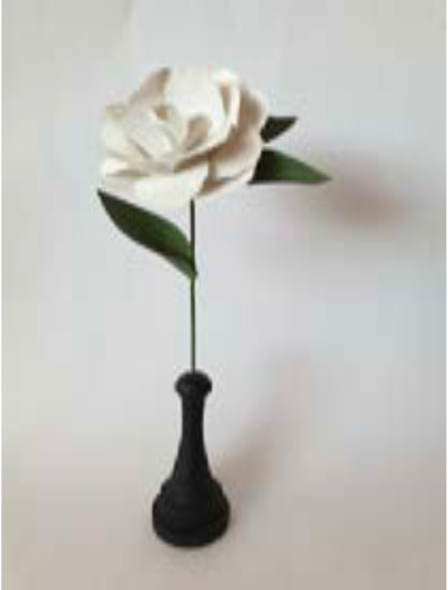 Painted Flowers With Wooden Base