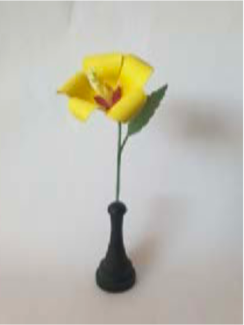 Painted Flowers With Wooden Base