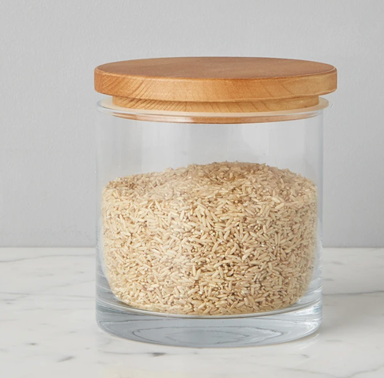 Natural Modern Wood Top Canister