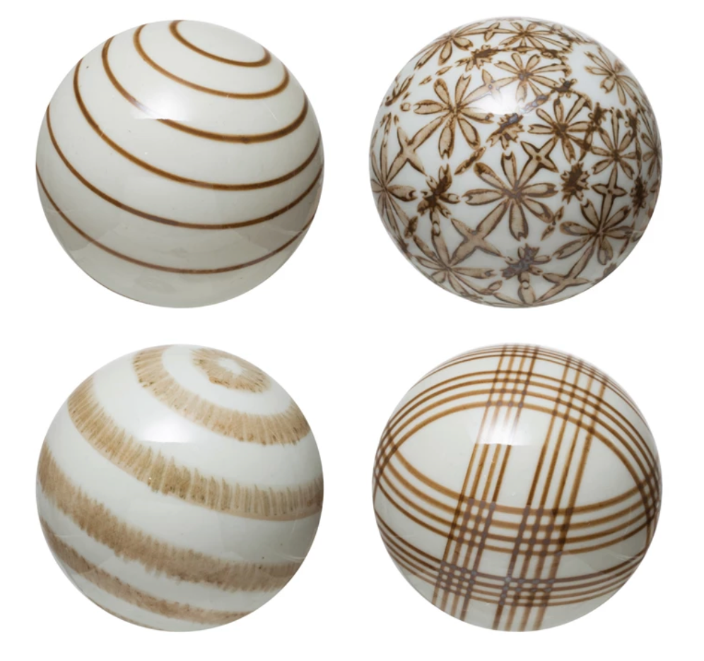 Hand-Painted Stoneware Orb
