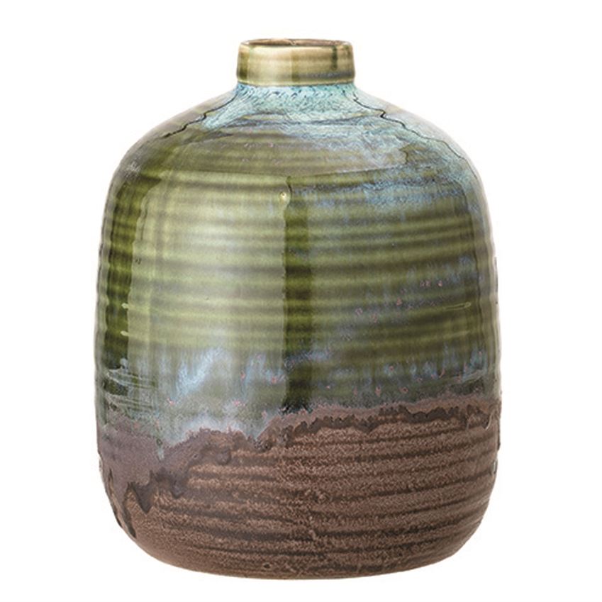 Green Round Stoneware Vase