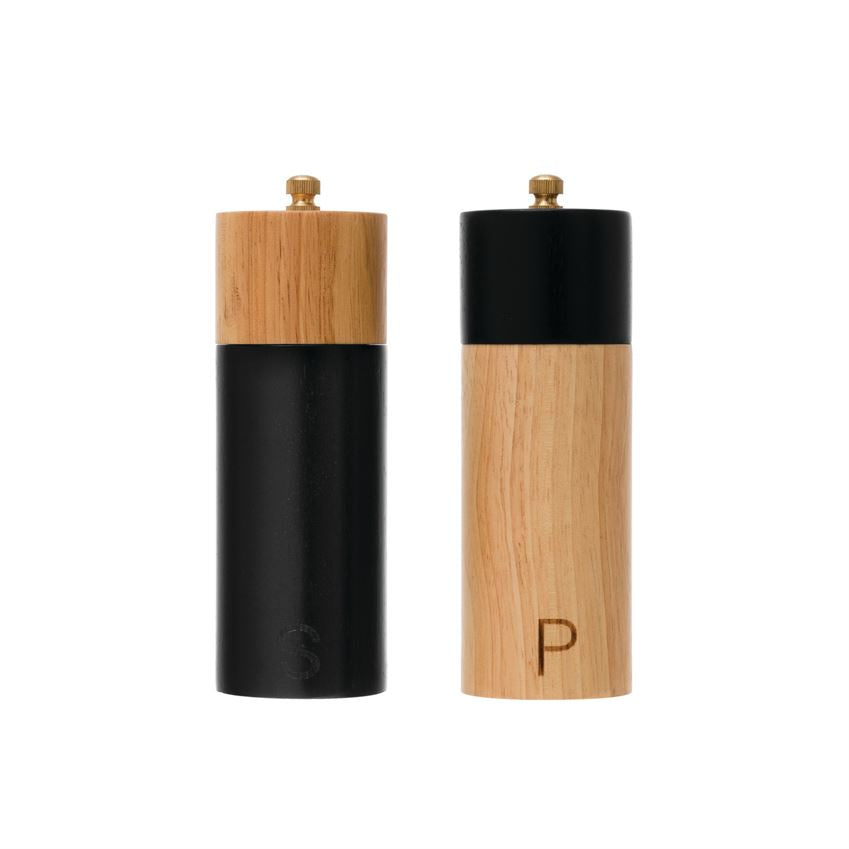 Two-Tone Rubber Wood Salt & Pepper Mills