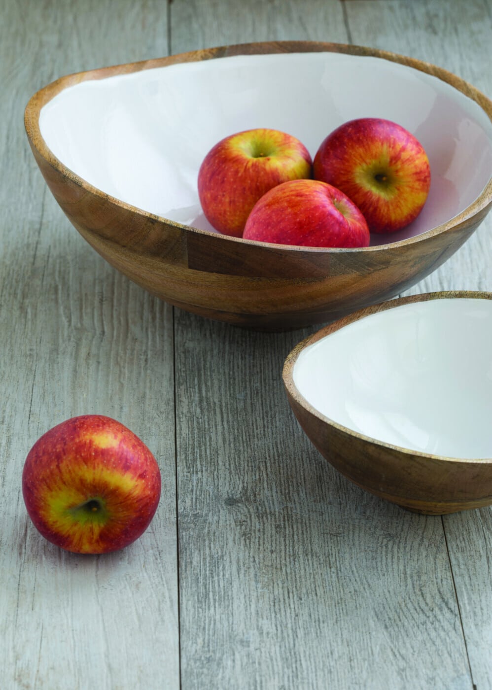 Mango Wood and White Enamel Bowl