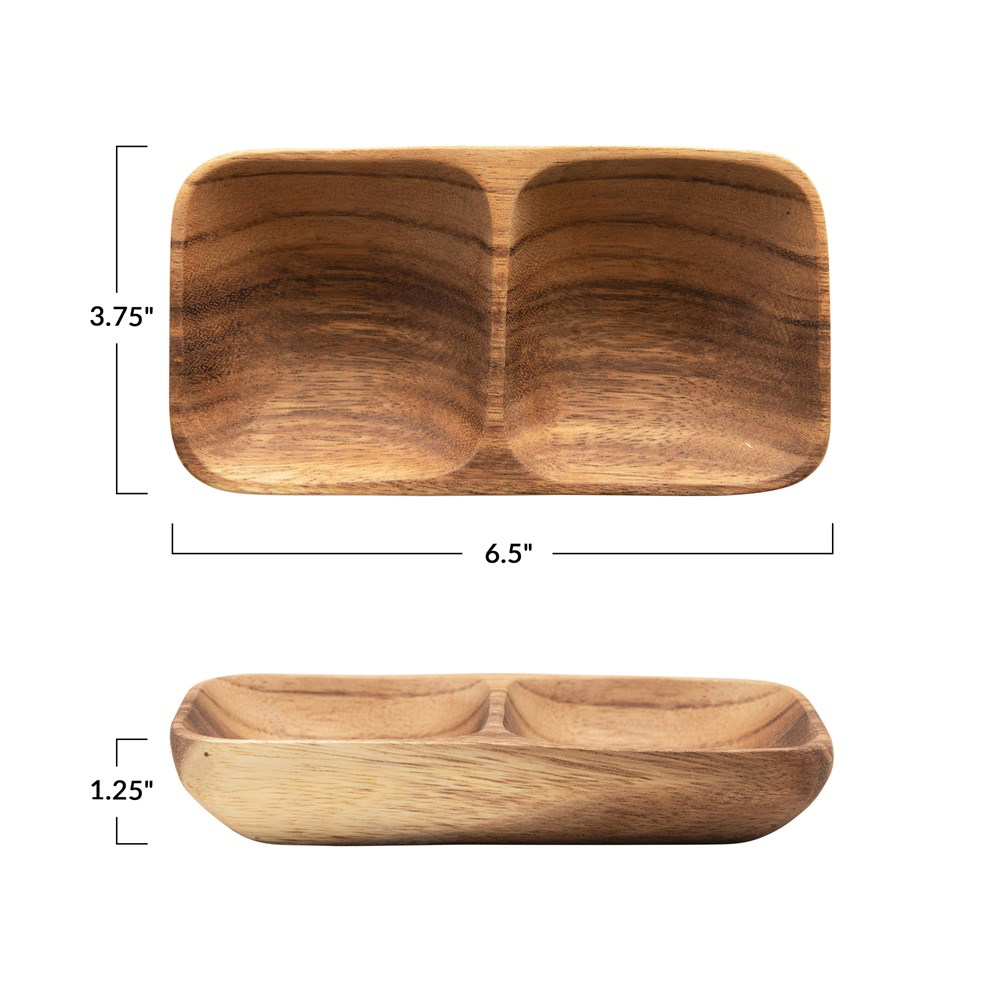 Acacia Wood Tray with 2 Sections