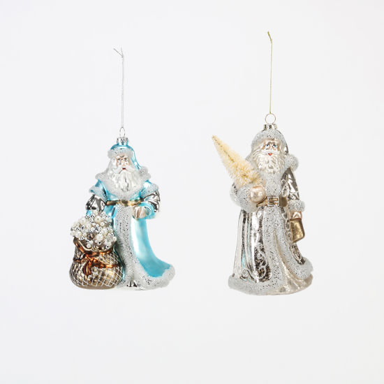 Blue/Gold Santa Ornament