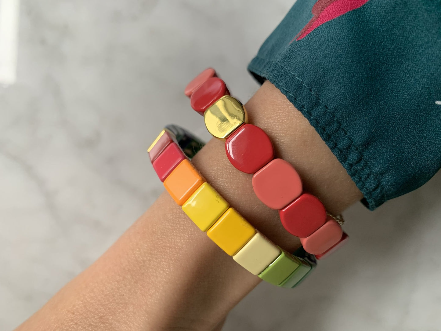 Rainbow Square Block Tile Bracelet