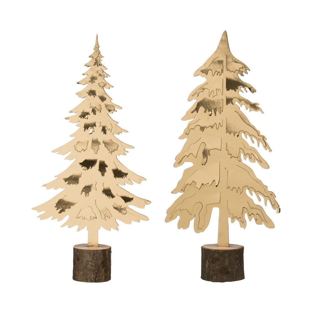 Wood Tree w/ Faux Leather on Wood Base