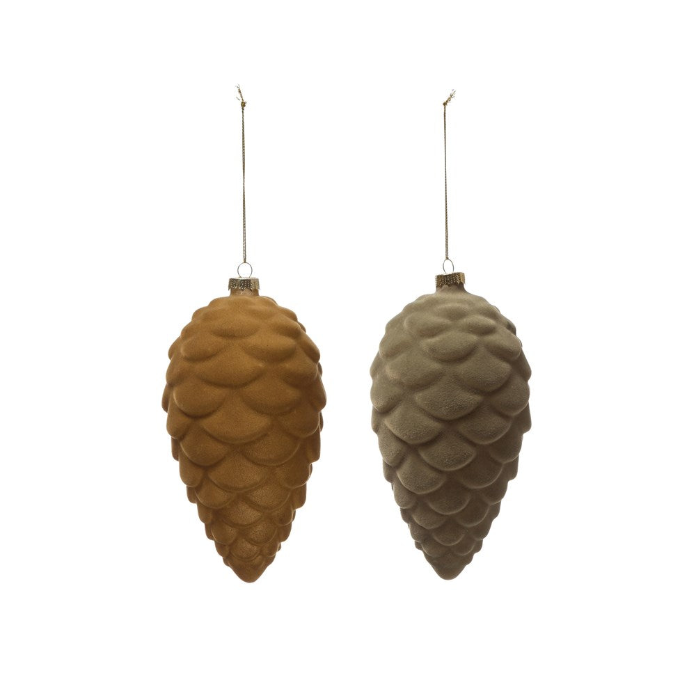 Round Flocked Embossed Glass Ornament