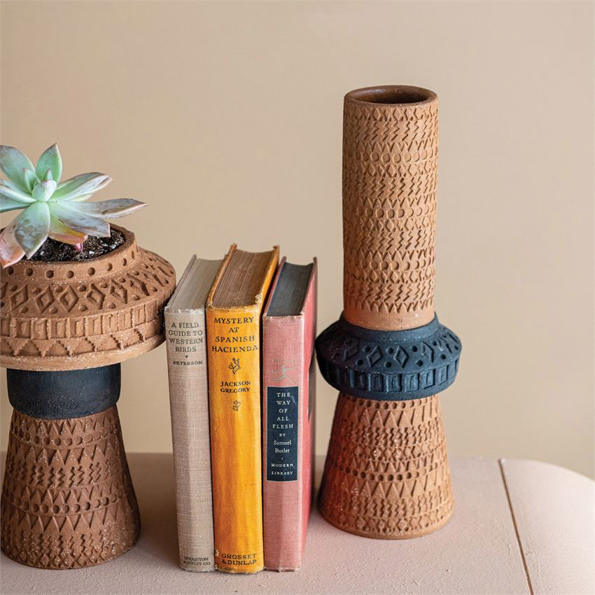 Handmade Debossed Terra-cotta Vase