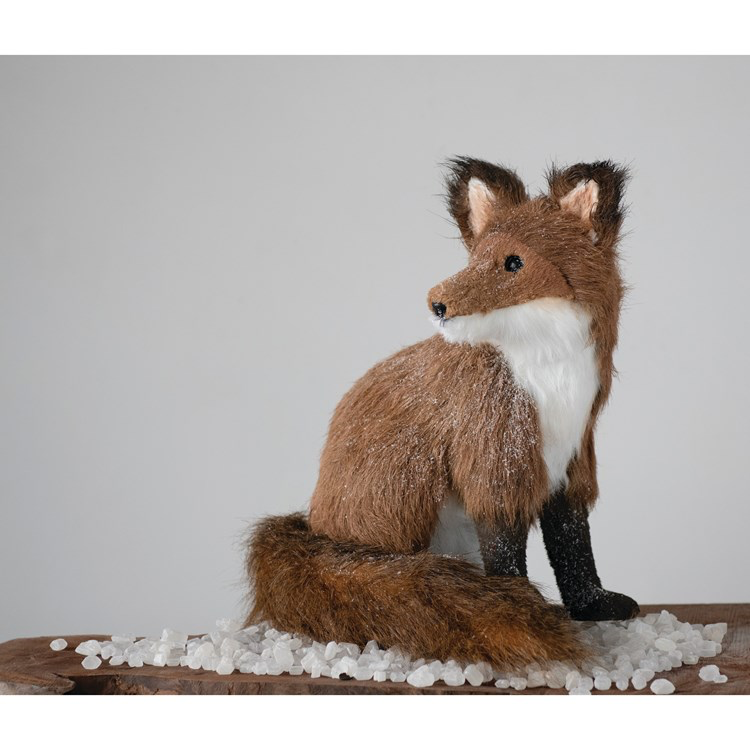 Faux Fur and Sisal Sitting Fox