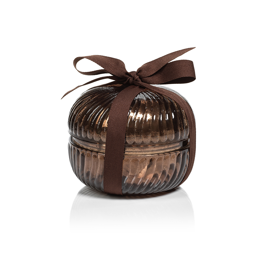 Spiced Bourbon Fluted Round Glass Candle Jar