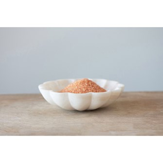 Carved Marble Flower Shaped Dish