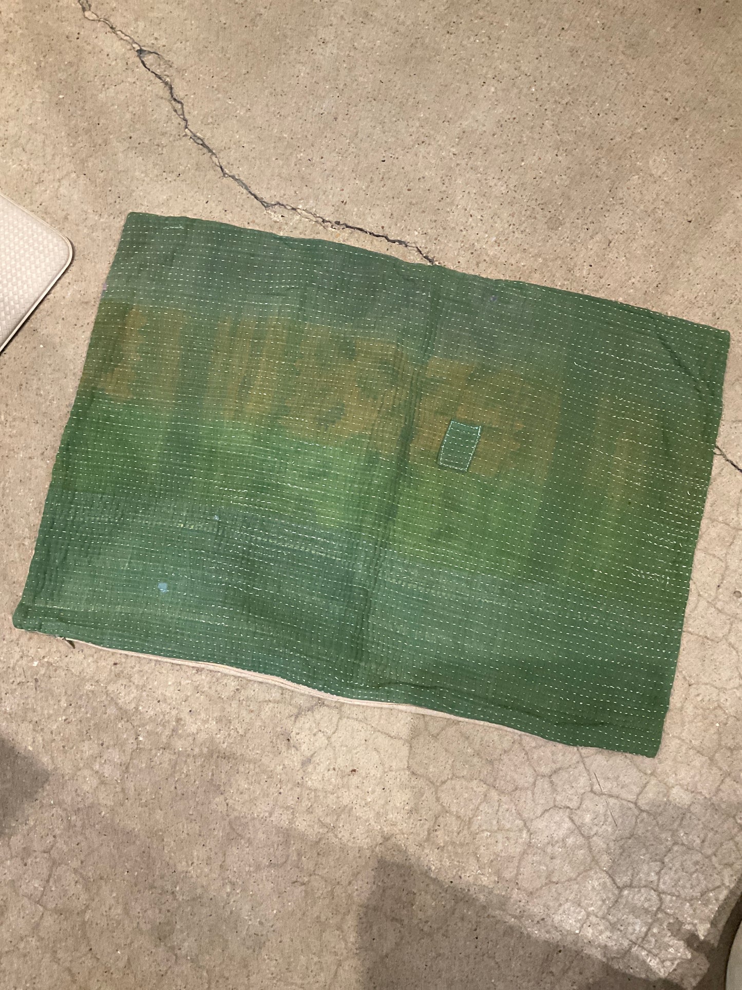 Green Vintage Fabric Pillow