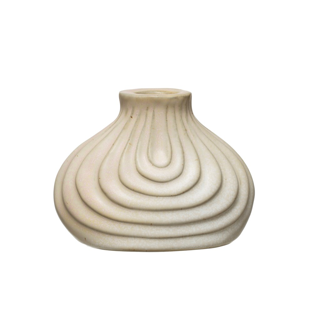 Debossed Stoneware Taper Holder/ Planter