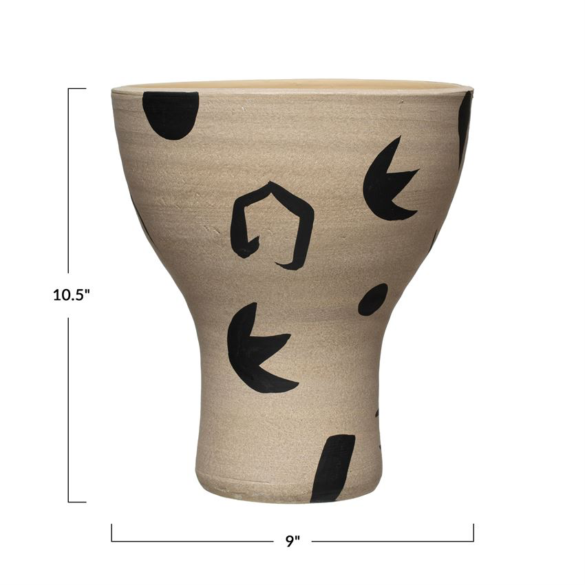 Hand Painted Terra-cotta planter with Black Design