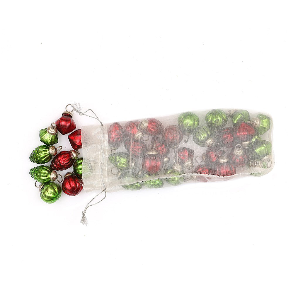 Embossed Mercury Glass Ornaments in Organza Bag
