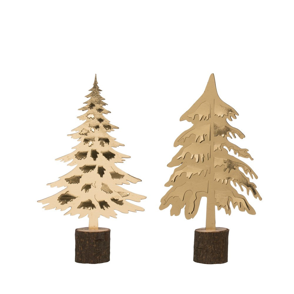 Wood Tree w/ Faux Leather on Wood Base